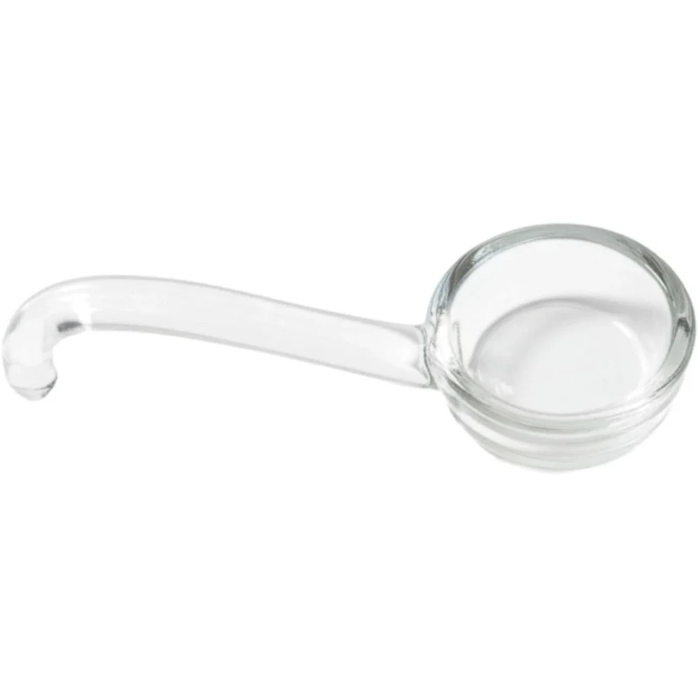 Vintage Clear Glass Hooked Handle Salt Cellar Condiment Spoon MCM Minimalist